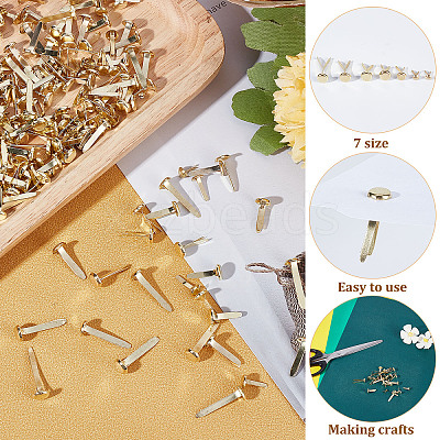 350Pcs 7 Styles Iron Brads IFIN-GF0001-29G-1