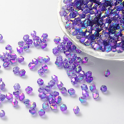 Bicone AB Color Plated Eco-Friendly Transparent Acrylic Beads X-TACR-A003-4mm-21-1