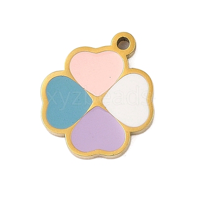 304 Stainless Steel Enamel Charms STAS-P377-06G-1