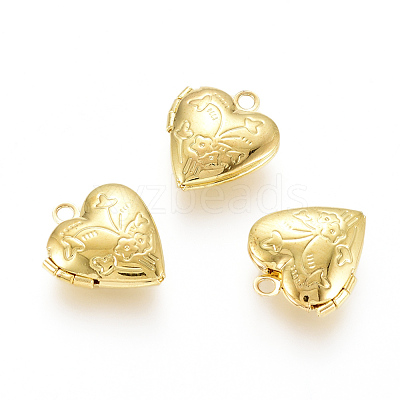Brass Locket Pendants KK-G386-10G-1