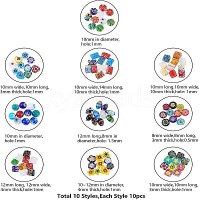 Handmade Millefiori Lampwork Beads LAMP-PH0002-10-1