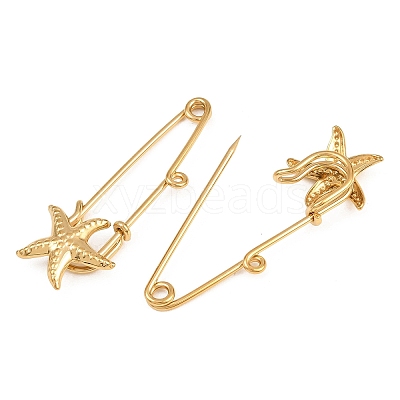Starfish 304 Stainless Steel Safety Pins Brooch Findings SA-CBA098D-16I-G01-1