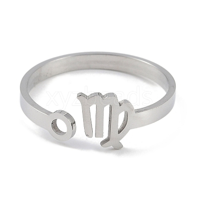 Non-Tarnish Constellations 304 Stainless Steel Open Cuff Ring for Women RJEW-L122-001P-09-1