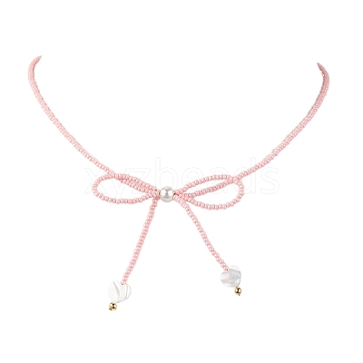 Glass Seed Pendant Necklaces for Women NJEW-MZ00031-05-1