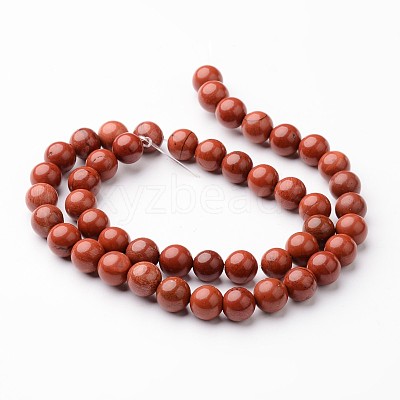 Round Natural Red Jasper Bead Strands G-J346-21-8mm-1