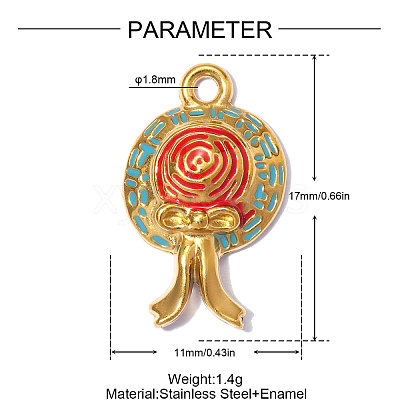 304 Stainless Steel with Enamel Pendants SA-OY001-78G-1