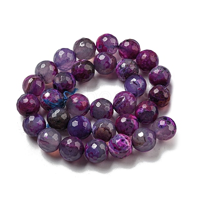 Faceted Natural Fire Crackle Agate Beads Strands G-F447-12mm-N01-1