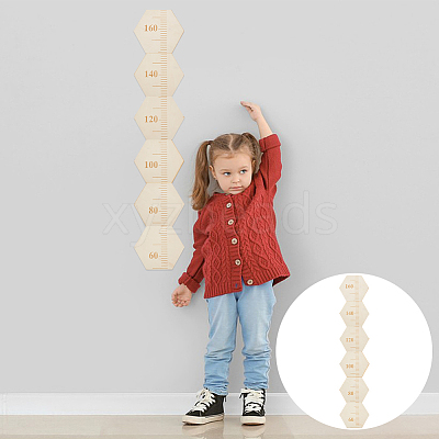 Hexagon Wood Measuring Growth Chart Rulers TOOL-WH0136-124A-1