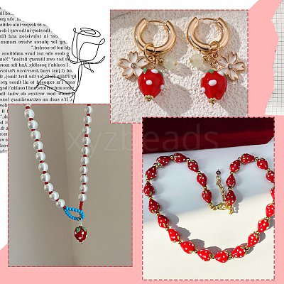 60Pcs Handmade Lampwork 3D Strawberry Beads LAMP-LT0001-03-1