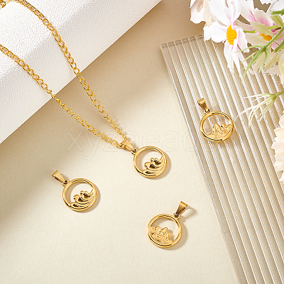 4Pcs 2 Styles Ion Plating(IP) 304 Stainless Steel Pendants STAS-UN0061-11-1