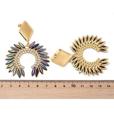 304 Stainless Steel Glass Dangle Stud Earrings EJEW-M095-12G-01-1