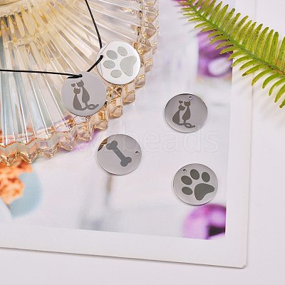 6Pcs 3 Styles 304 Stainless Steel Pet Pendants FIND-SZ0001-007P-1