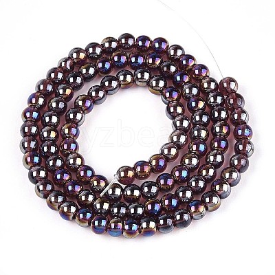 Electroplate Transparent Glass Beads Strands GLAA-T032-T4mm-AB19-1
