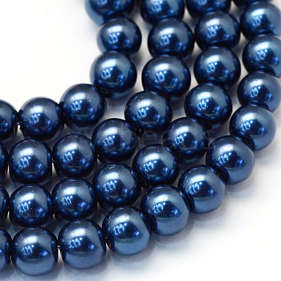 Baking Paint Pearlized Glass Pearl Round Bead Strands HY-Q330-8mm-15-1