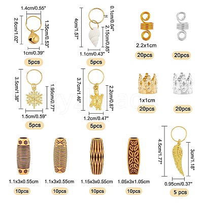 Plastic Dreadlocks Braiding Beads & Aluminum Hair Braid Dreadlock Beads OHAR-NB0001-15-1