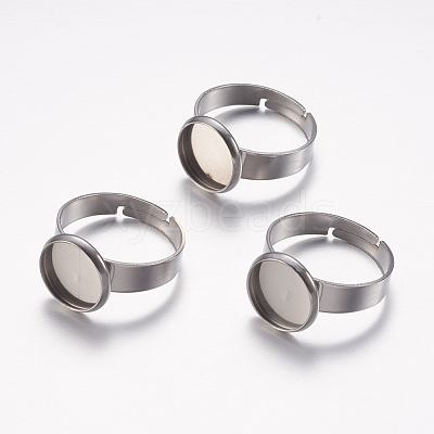 Tarnish Resistant Adjustable 304 Stainless Steel Finger Rings Components STAS-I097-037E-P-1