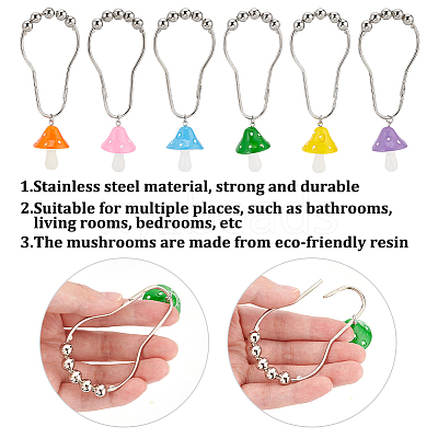 12Pcs 6 Colors Iron Shower Curtain Rings for Bathroom HJEW-OC0001-26-1