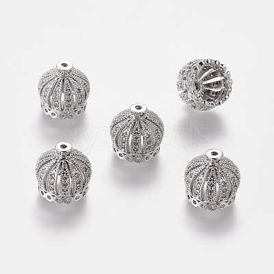 Brass Cubic Zirconia Beads LS-ZIRC-F001-183B-P-1