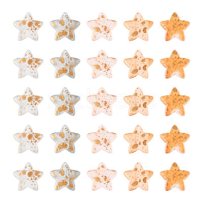 100Pcs 5 Colors Transparent Frosted Spray Painted Acrylic Beads FACR-TA0001-05-1