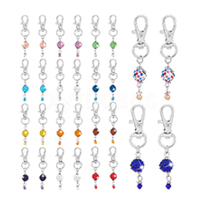 28Pcs 14 Colors Rhinestone Pave Disco Ball and Bicone Glass Dress Zipper Helper HJEW-PH01984-1
