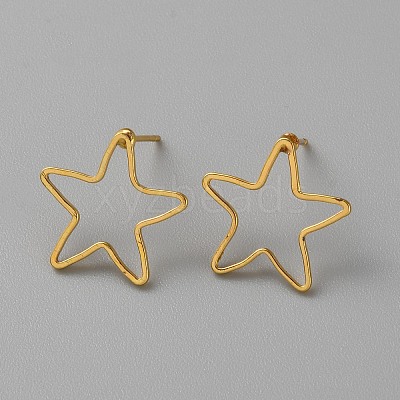 Golden Brass Hollow Geometric Stud Earrings EJEW-WH0012-127I-1