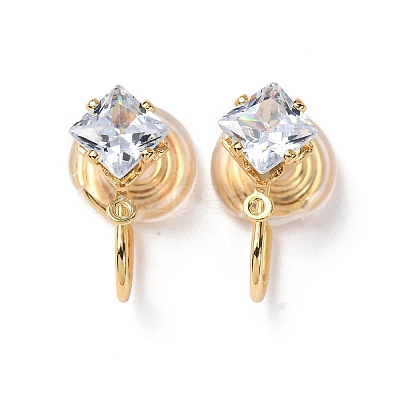 Brass Micro Pave Cubic Zirconia Ear Cuff Findings KK-F898-15E-G-1