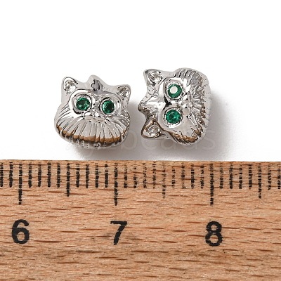 Brass Micro Pave Cubic Zirconia Beads KK-C253-10P-1