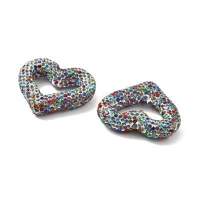 Heart Shape Polymer Clay Rhinestone Beads CLAY-NH0001-09A-01-1