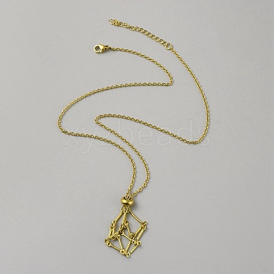 304 Stainless Steel Braided Adjusting Chain Macrame Pouch Empty Stone Holder for Pendant Necklaces Making NJEW-WH0025-01A-G-1