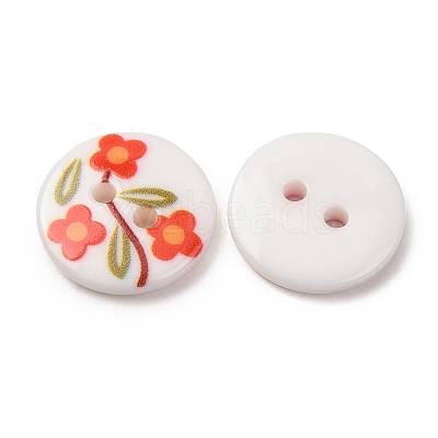 2-Hole Printed Opaque Resin Buttons RE-CBADF5A-15-1