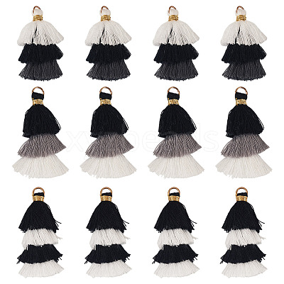 12Pcs 3 Styles Polycotton(Polyester Cotton) Tassel Pendant Decorations FIND-TA0009-05-1