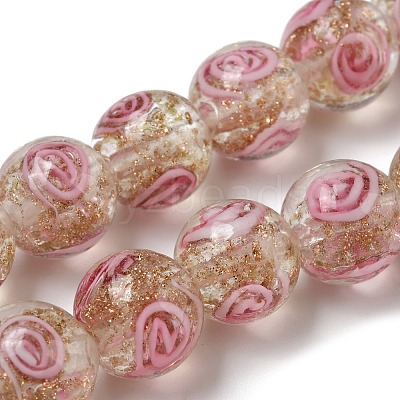 Handmade Gold Sand Lampwork Beads Strands LAMP-OC0001-53C-1