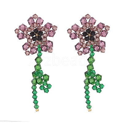 Imitation Austrian Crystal Flower of Life Dangle Stud Earrings EJEW-TA00029-03-1