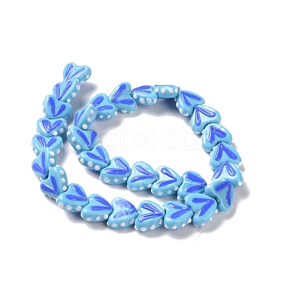 Heart Handmade Lampwork Beads Strands LAMP-G150-01E-1