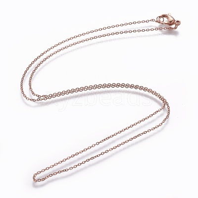 304 Stainless Steel Cable Chain Necklaces NJEW-P248-01RG-1