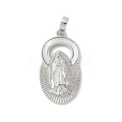 Brass Pave Natural White Shell Religion Pendants KK-S522-23P-D-1