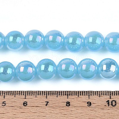 Electroplate Imitation Jade Glass Beads Strands GLAA-T032-J10mm-AB04-1