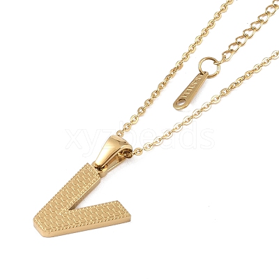 Ion Plating(IP) Initial Letter 304 Stainless Steel Pendant Necklaces NJEW-M199-01G-V-1