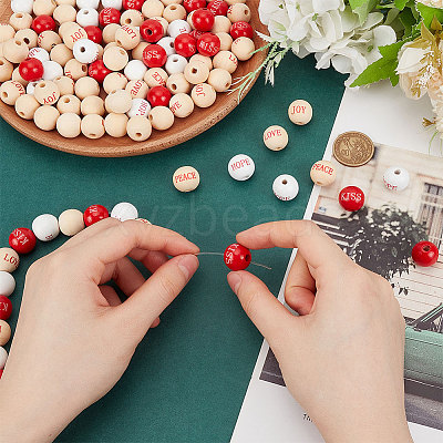 120Pcs 5 Colors Wood European Beads WOOD-FG0001-49-1