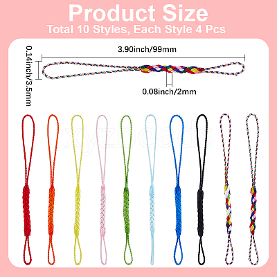 40Pcs 10 Colors Rayon Mobile Straps AJEW-GF0013-05-1