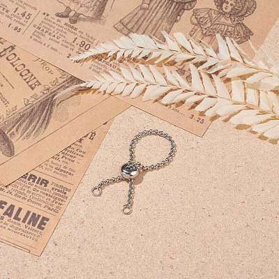304 Stainless Steel Rolo Chains Slider Ring Findings RJEW-JR00443-02-1