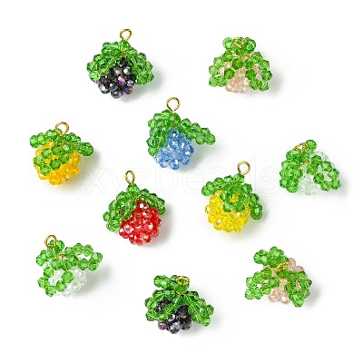 7Pcs 7 Colors Handmade Copper Wired Glass Beaded Fruits Pendants PALLOY-CJ00100-1