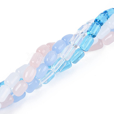 Imitation Jade & Transparent Glass Beads Strands GLAA-N058-4x6mm-A01-1