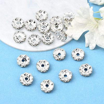 Brass Rhinestone Spacer Beads RB-A014-L12mm-01S-1