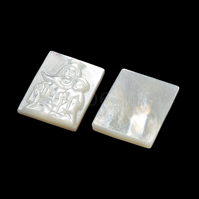 Carved Natural White Shell Cabochons SSHEL-N038-07-04-1