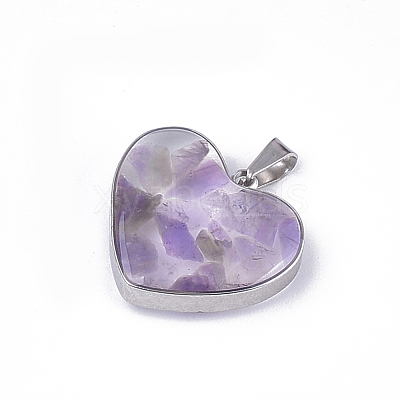 Natural Amethyst Pendants X-STAS-T043-01H-1