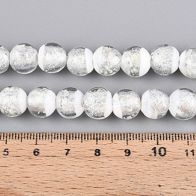 Luminous Handmade Lampwork Silver Foil Beads Strand FOIL-N029-03A-1