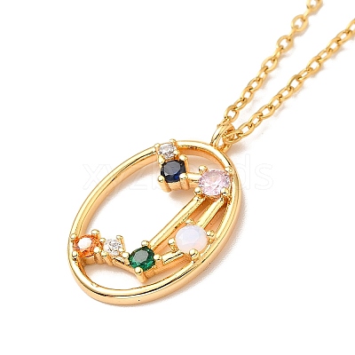 Colorful Cubic Zirconia Constellation Pendant Necklace NJEW-H166-01J-1