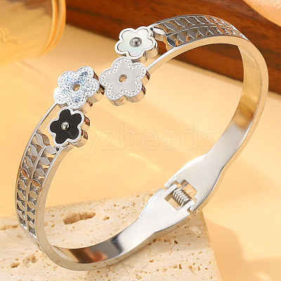 304 Stainless Steel & Acrylic Hinged Bangles for Women WG97382-02-1