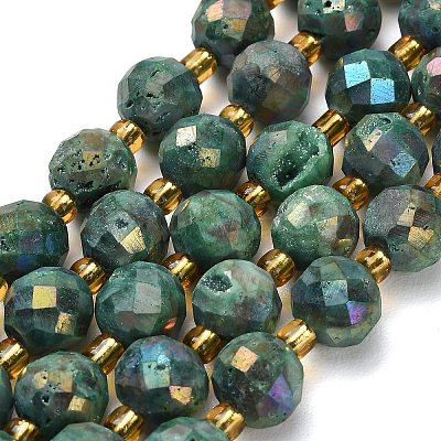 Electroplated Natural Druzy Geode Crystal Beads Strands G-F833-P01-10mm-03-1